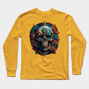 Skull & Roses (1.1) - Trippy Psychedelic Skulls Long Sleeve T-Shirt